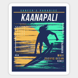 Retro Surfing Kaanapali Maui Hawaii // Vintage Surfer Beach // Surfer's Paradise Magnet